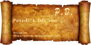 Petrák Dénes névjegykártya