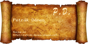 Petrák Dénes névjegykártya